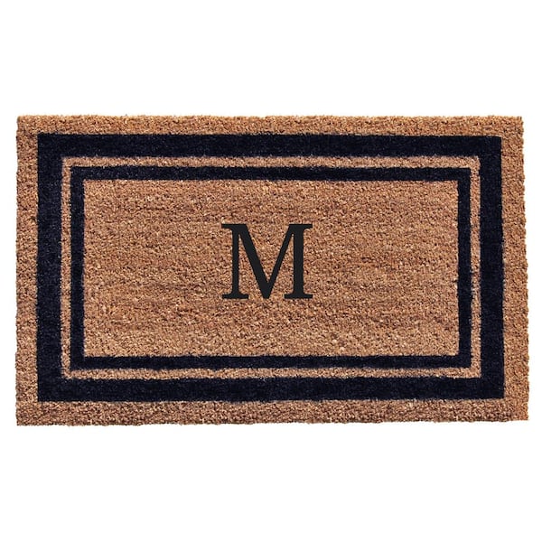 Calloway Mills Dark Blue Border Monogram Door Mat 18 in. x 30 in. (Letter M)
