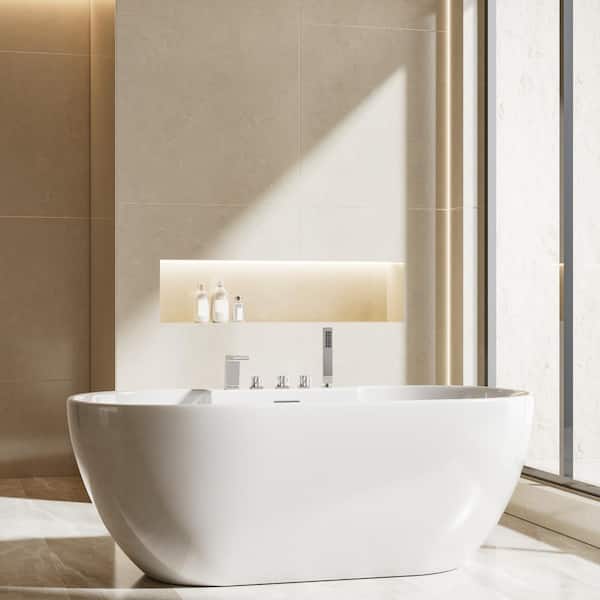 3-Handles Deck-Mount Roman Tub Faucet with Hand Shower in Chrome (Valve Included)
