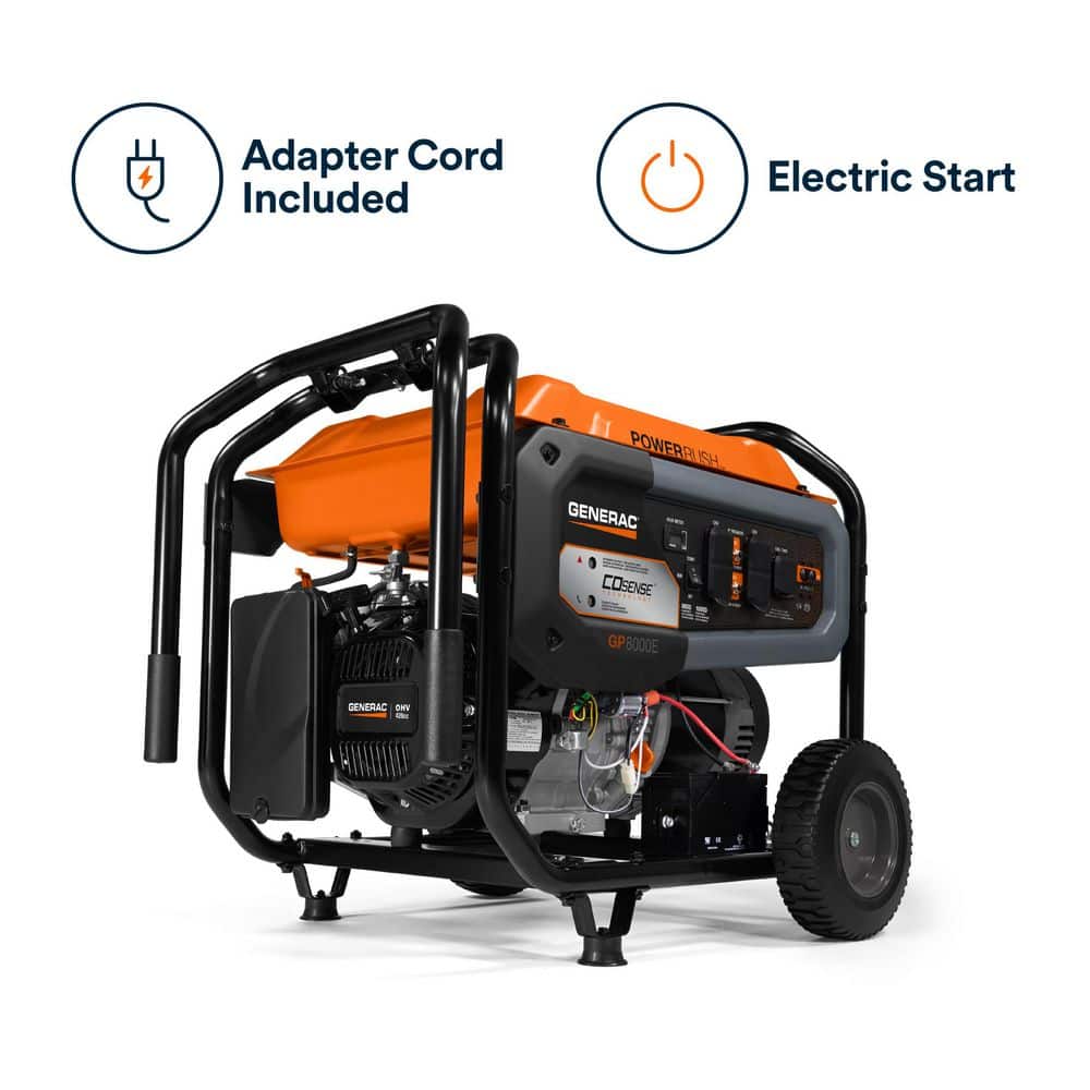 10000 / 8000-Watt Electric Start Gasoline Powered Portable Generator w/ COSense and 3 ft. Adapter Cord Included-GP8000E price history on PriceWatchPro