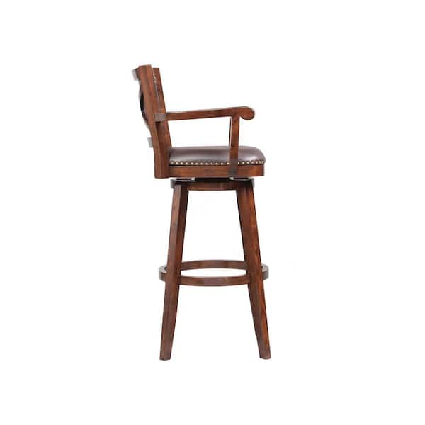 Boraam Broadmoor 34 in. Cappuccino Wood Swivel Extra Tall Barstool