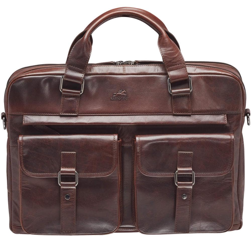 MANCINI Buffalo Brown Briefcase with Dual Compartments for 15.6 in. Laptop 99 5485 BN The Home Depot