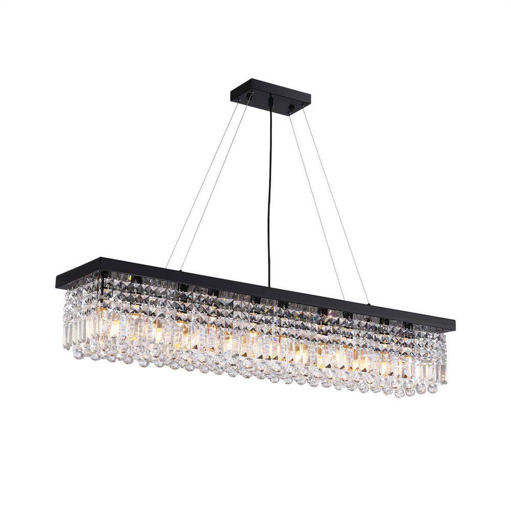 "47"" 10-Light Black Modern Gold Rectangular Crystal Chandelier" price history on PriceWatchPro