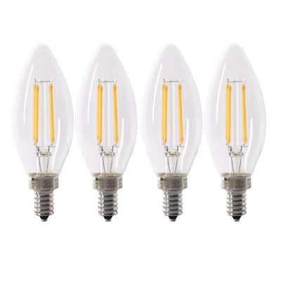 40 -Watt Equivalent B10 E12 Candelabra Dimmable Filament CEC Clear Glass Chandelier LED Light Bulb Daylight (4-Pack)