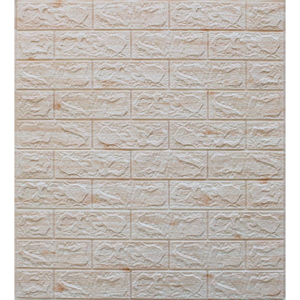 Dundee Deco Falkirk Markinch 1/4 in. x 27.6 in. x 30.3 in. Beige Brown PE Foam Peel and Stick 3D Decorative Wall Panel