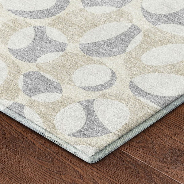 Mayfield Premium Machine Washable Abstract AMF2536 Ivory 2 ft. x 7 ft. Runner Rug