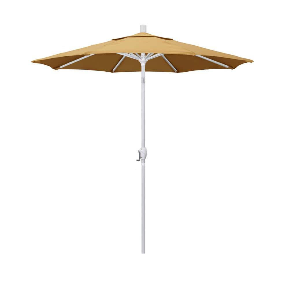 7.5 ft. White Aluminum Pole Market Aluminum Ribs Push Tilt Crank Lift Patio Umbrella in Wheat Sunbrella price history on PriceWatchPro