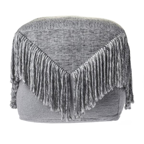 HomeRoots Amelia Gray Cotton Square Cube Ottoman