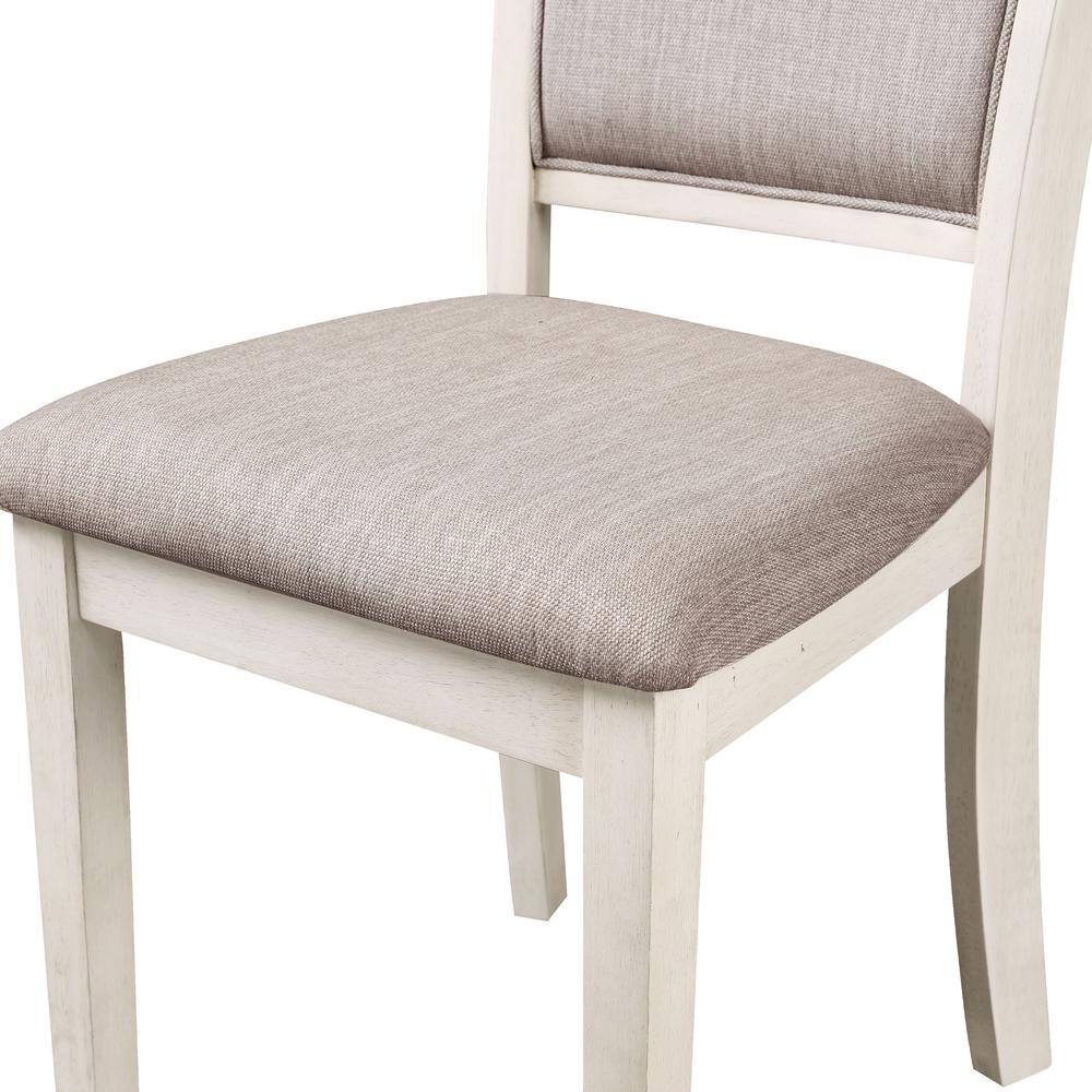 Bisque Upholstered Solid Wood Dining Chair with Cross Back (Set of 2)