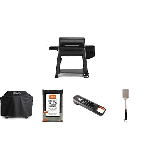 Stainless Steel BBQ Spatula, Thermometer, 30 lb Wood Pellets, Grill Cover and Westwood XL Pellet Grill Combo
