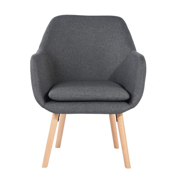 LUCKY ONE Upholstered Accent Dining Side chair in Gray with Wood Legs