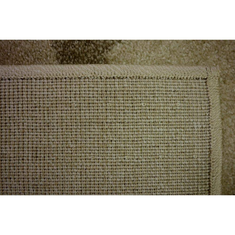 Beige and Light Brown Trellis 9' x 12' Easy-Care Synthetic Rug