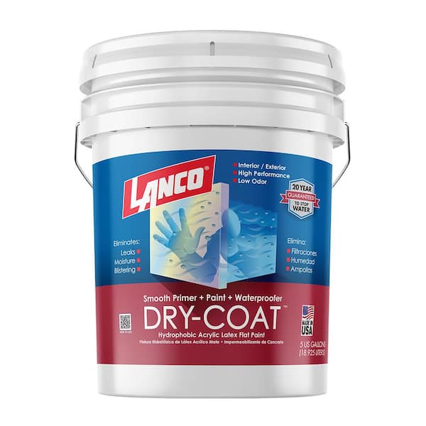 Lanco 5 Gal. Dry-Coat White Pastel Flat Acrylic-Latex Interior and Exterior Smooth Masonry Waterproofing Paint