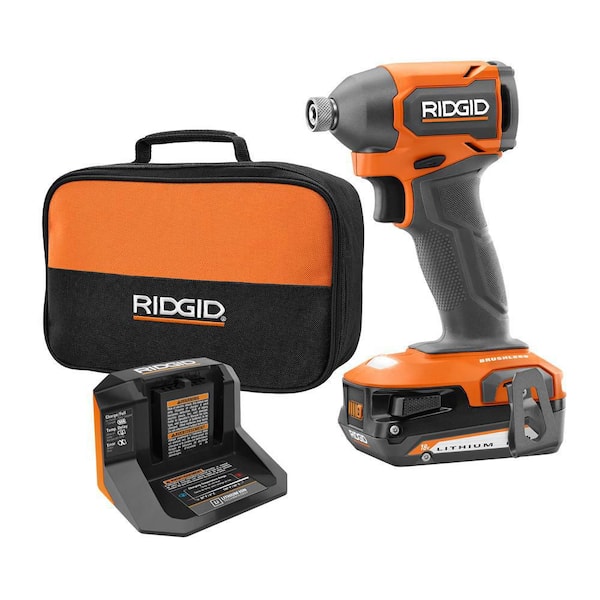 RIDGID 18V SubCompact Brushless Cordless Impact Driver Kit with 2.0 Ah Battery, Charger, and Tool Bag