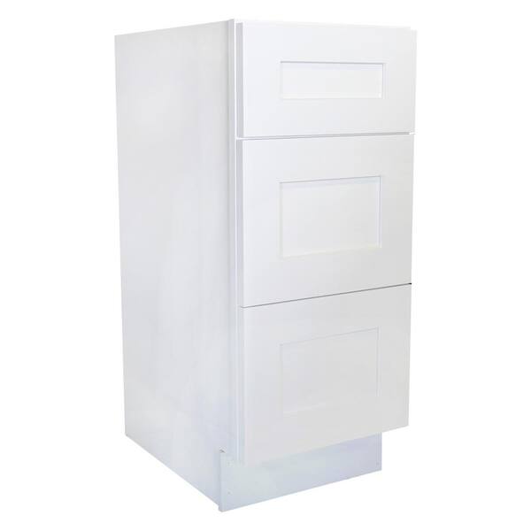 Plywell Ready to Assemble 12x34.5x24 in. Shaker Base with 1 Standard Drawer with 2 Deep Drawers in White
