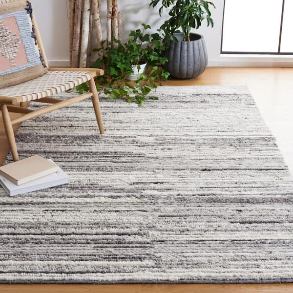 Casablanca 4 ft. x 6 ft. Gray/Ivory Marle Striped Area Rug