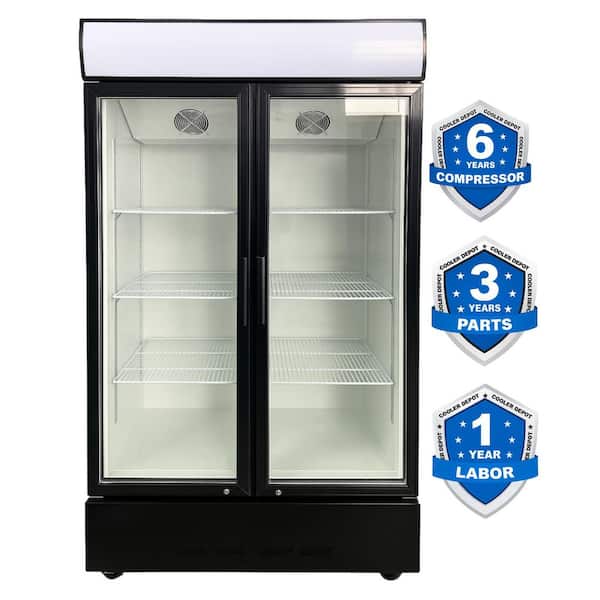 Cooler Depot 39 in. W 22 cu. ft. NSF 2-Glass Door Commercial Refrigerator Merchandiser Cooler in Black