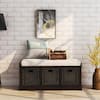 Harper & Bright Designs Espresso Entryway Storage Bench with Removable Cushion and 3-Removable Classic Fabric Basket WF193443AAB