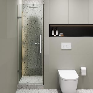 24 in. W x 74.25 in. H Pivot Frameless Alcove Shower Door in Polished Chrome Finish with Tempered Glass