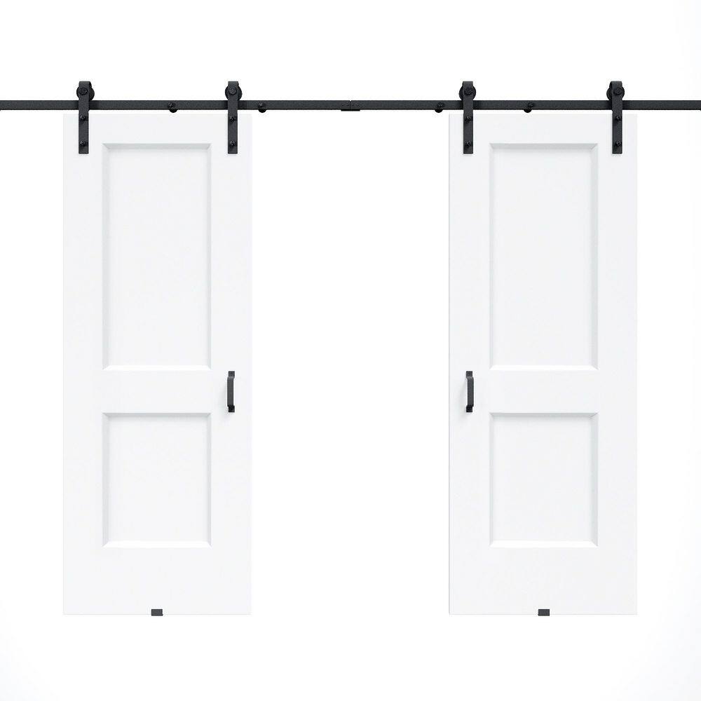 72 in. x 80 in. H Shape White Primed MDF Easy Install Sliding Barn Door with Hardware Kit for Bathroom Handle Included price history on PriceWatchPro
