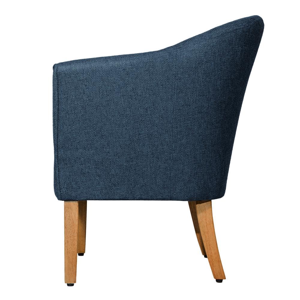Navy Blue Modern Barrel Wooden Accent Chair