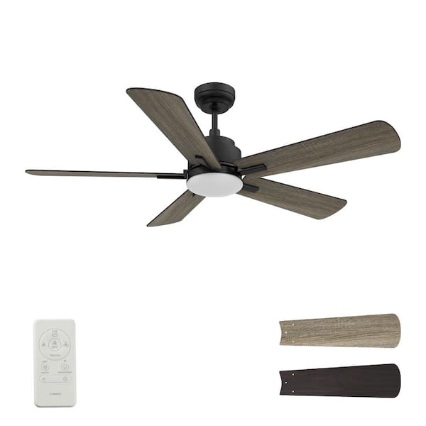 CARRO Apex 52 in. Integrated LED Indoor/Outdoor Black Smart Ceiling Fan with Light and Remote, Works with Alexa/Google Home