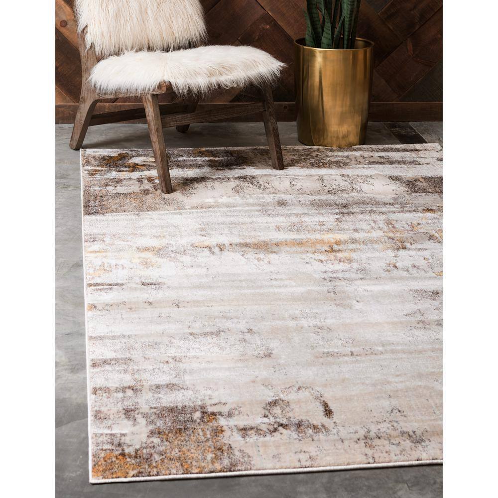 Ivory Beige Braided 9' x 12' Synthetic Easy Care Area Rug