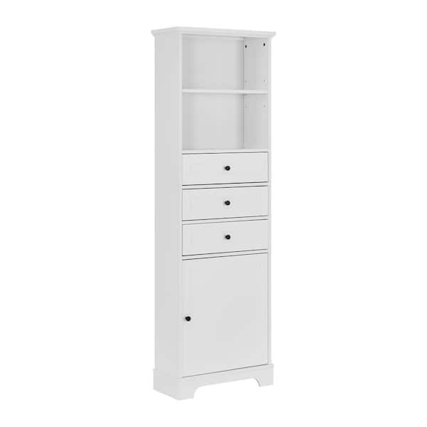 Unbranded 22 in. W x 10.03 in. D x 68.3 in. H White Modern Style Bathroom Freestanding Storage Linen Cabinet