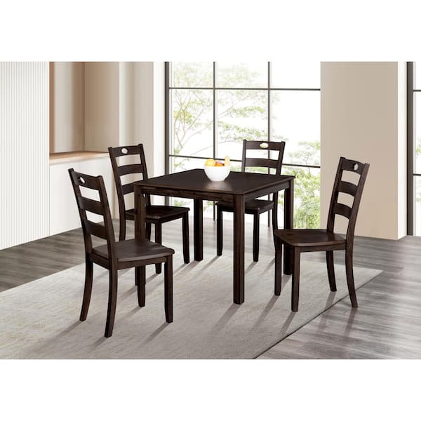 Furniture of America Bravo 5-Piece Square Espresso Wood Top Dining Room ...