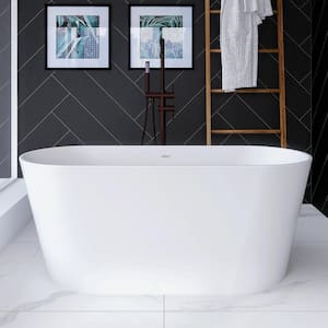 59 in. x 30 in. Acrylic Soaking Bathtub with Center Drain in Gloss White