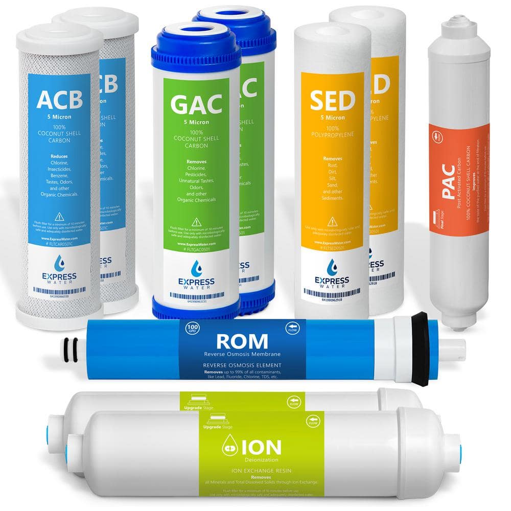 1 Year Deionization Reverse Osmosis System Replacement Filter Set-10 Filters with 100 GPD RO Membrane price history on PriceWatchPro