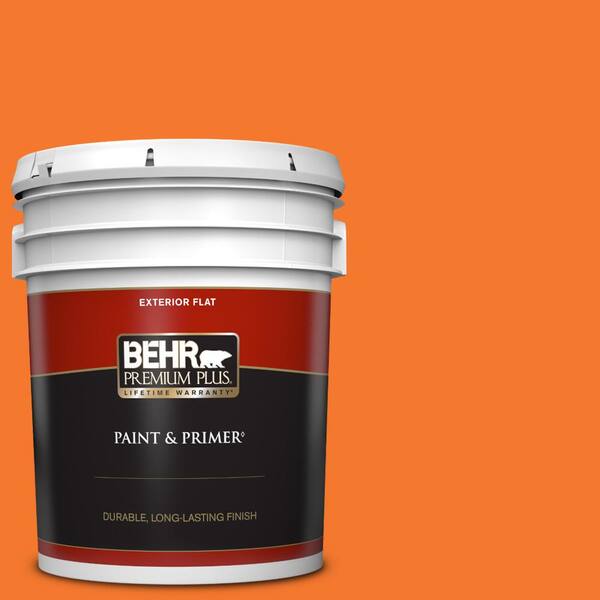 BEHR PREMIUM PLUS 5 gal. #230B-7 Kumquat Flat Exterior Paint & Primer