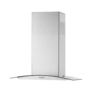 30 in. 400 CFM Curved Glass Wall-Mount Canopy Range Hood with light in Stainless Steel