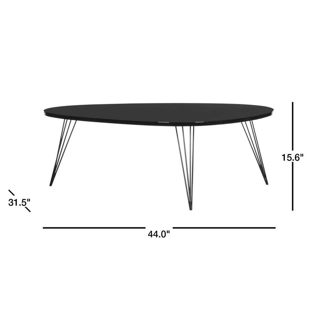 Wynton Triangular Black Wood & Iron Coffee Table - 44"W