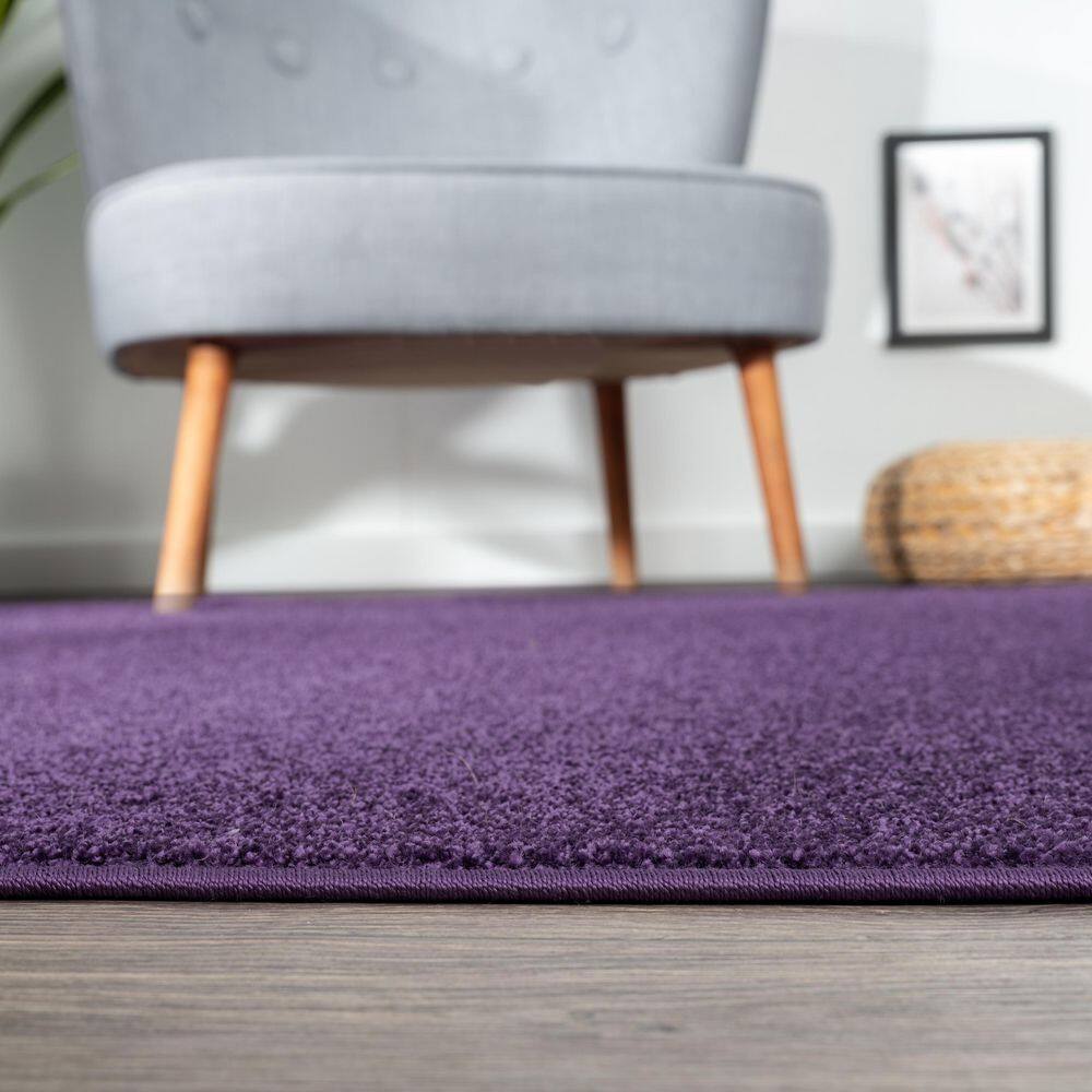 Haze Solid Purple 3' x 5' Easy Care Synthetic Area Rug