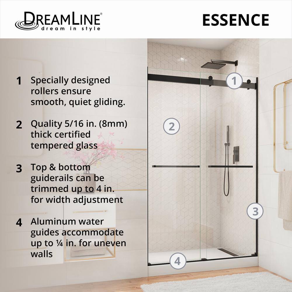 Matte Black Frameless Sliding Shower Door with Clear Glass