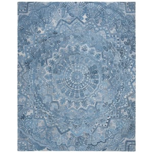 Marquee Blue/Ivory 8 ft. x 10 ft. Border Area Rug