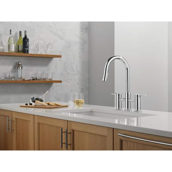 Delta Nicoli Double Handle Bridge Kitchen Faucet in Chrome 39876LF