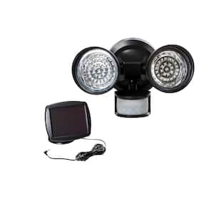 8.25 in. L Black Outdoor Solar Powered Dual-Head SMD LED Motion Senser Security Flood Path Light