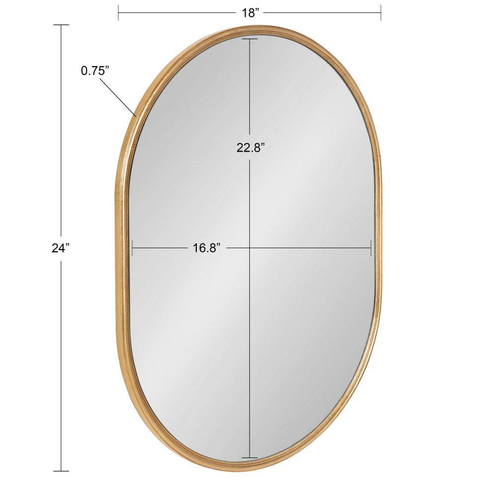 Mid-Century Gold Leaf Hand-Finished Oval Wood Vanity Mirror