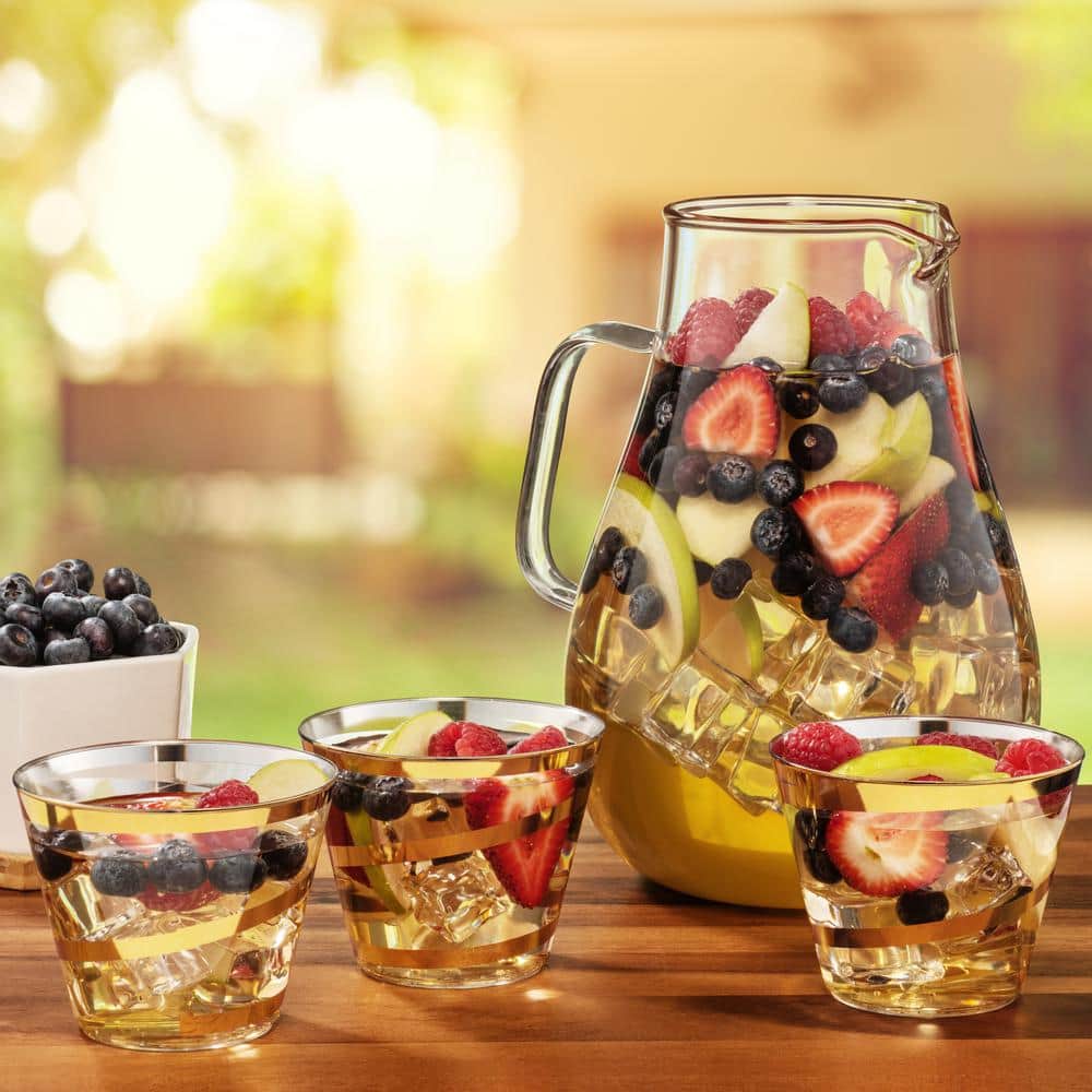 Elegant Gold Swirl Clear Disposable Plastic Tumblers, 9 oz, Set of 110