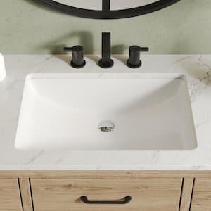 24 in. Rectangular Undermount Bathroom Sink Porcelain Ceramic with Overflow in White