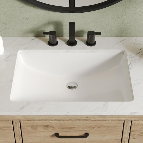 DEERVALLEY 24 in. Rectangular Undermount Bathroom Sink Porcelain Ceramic with Overflow in White