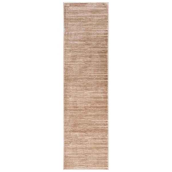 Unbranded Light Brown Polypropylene 2 ft. 2 in. x 10 ft. Solid Color Indoor Runner Rug