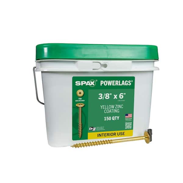 SPAX 3/8 in. x 6 in. Interior Washer Head Structural Wood Lag Screws Powerlags Torx T-Star (150 Each) Bulk Pail Bit Included