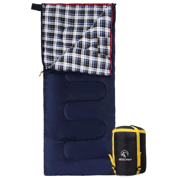 Unbranded Adult Cold Weather Envelope Sleeping Bag, Cotton Flannel Sleeping Bag for Camping Backpack, Fill Blue