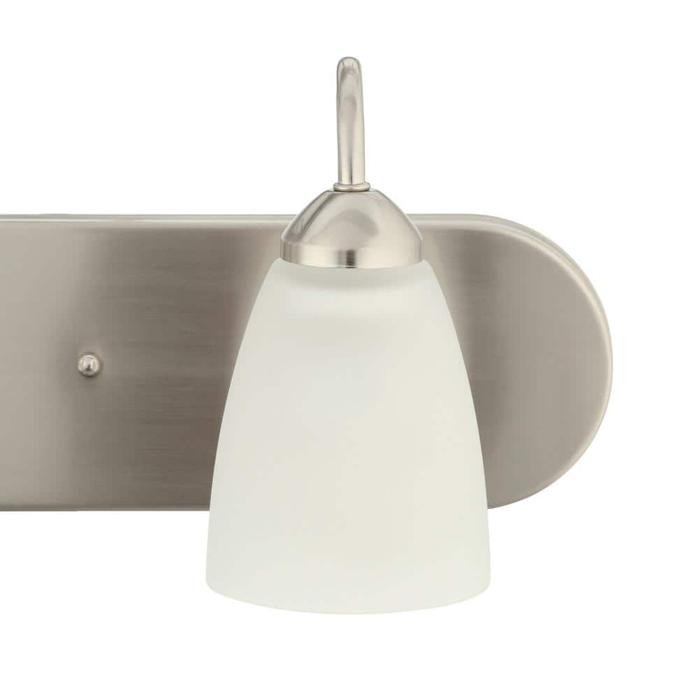 Brushed Nickel 24" 3-Light Dimmable Bath Vanity with Etched Glass Shades