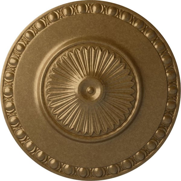 Ekena Millwork 23-1/2 in. x 3-1/4 in. Lyon Urethane Ceiling Medallion (Fits Canopies upto 3-5/8 in.), Pale Gold