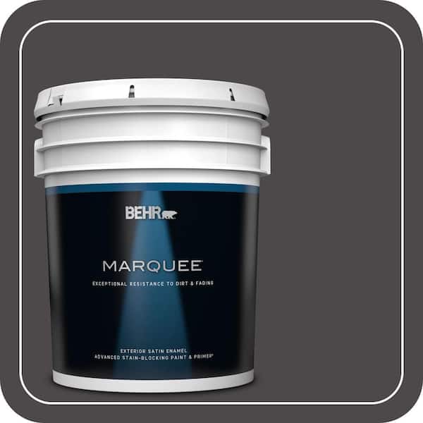 BEHR MARQUEE 5 gal. #N530-7 Private Black Satin Enamel Exterior Paint & Primer