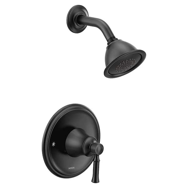 MOEN Dartmoor Posi-Temp 1-Handle Wall-Mount Shower Only Faucet Trim Kit in Matte Black (Valve Not Included)