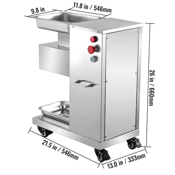 VEVOR 0.12 in. Commercial Meat Cutter Machine Stainless Steel with Pulley 800 Watt Electric Food Cutting Slicer for Restaurant, Silver